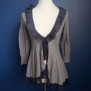 Anthropologie Guinevere Navy Striped Cardigan